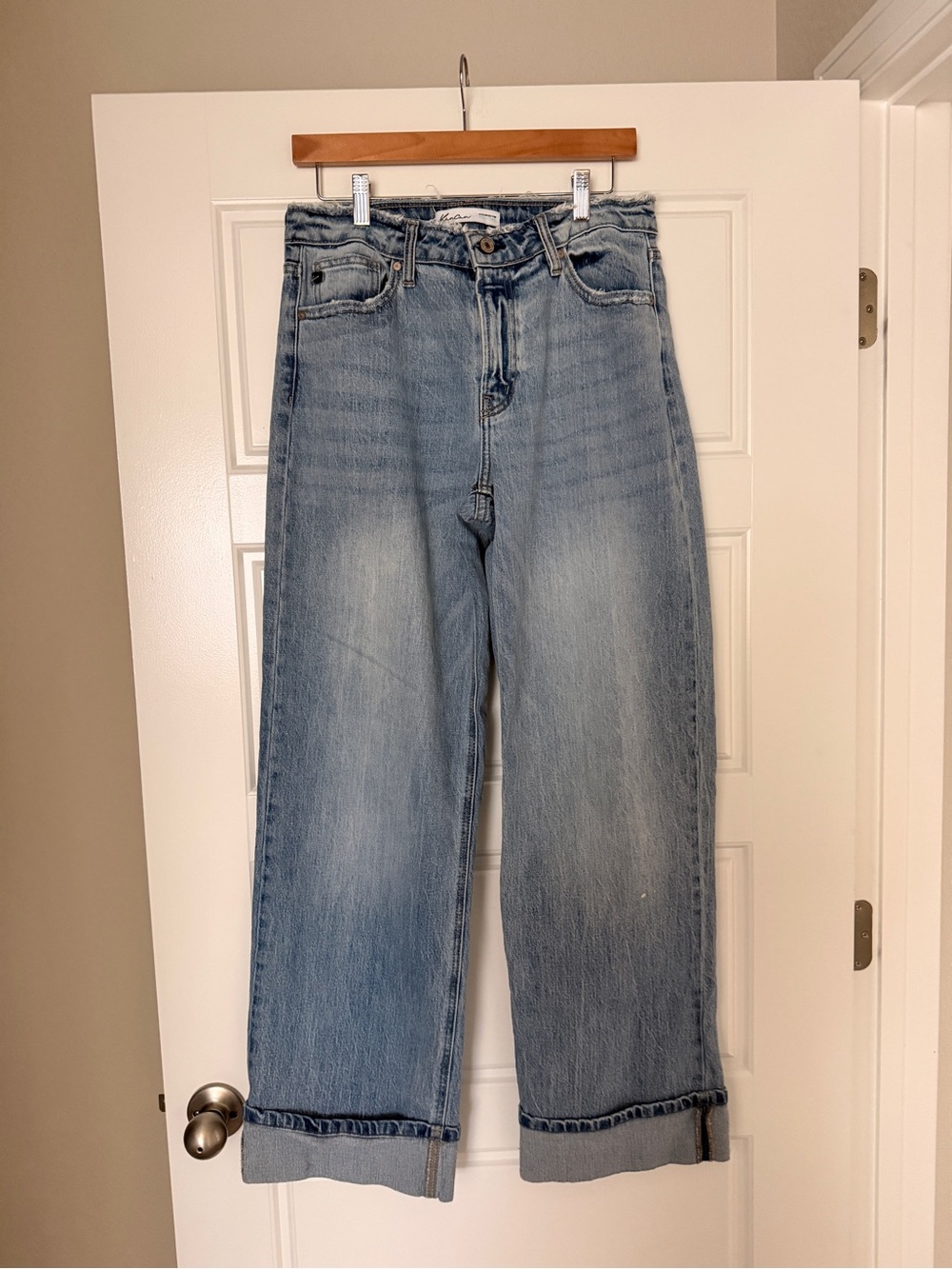 Kancan Light Blue Frayed Waist Denim Jeans